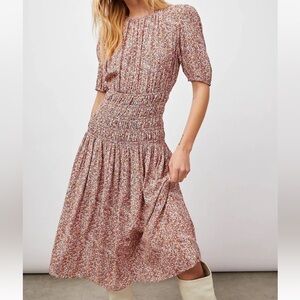 Rails Floral Midi Dress - Pink and White